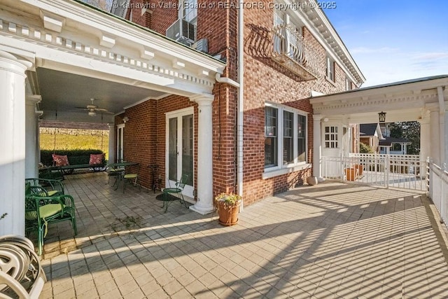 view of patio / terrace with ceiling fan