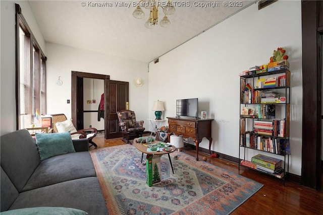 living room with hardwood / wood-style flooring