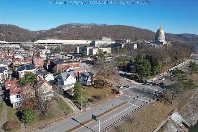 aerial view featuring a mountain view