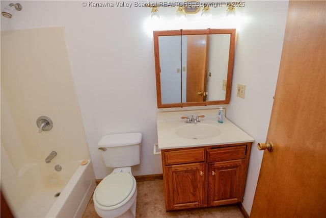 full bathroom featuring vanity, toilet, and shower / bath combination