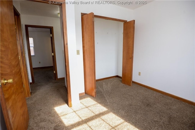 interior space featuring a closet and carpet