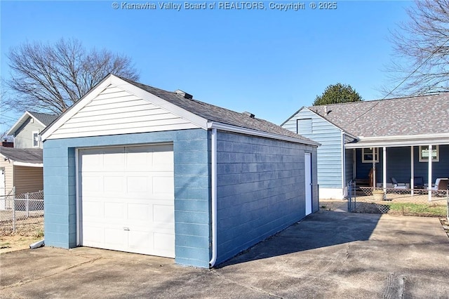 garage with covered porch