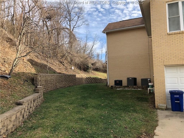 view of yard with central AC