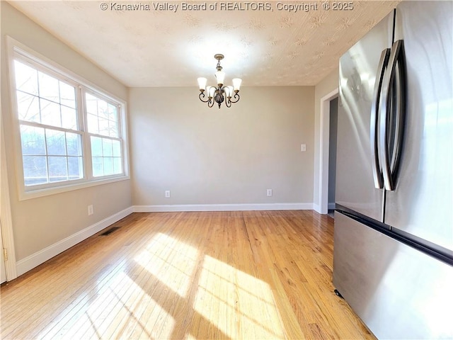 100 Oak Ridge Ln, Huntington, WV 25704 - unfurnished dining area with a notable chandelier and light wood-type flooring