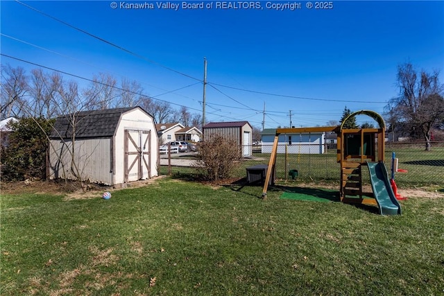 view of yard with a playground