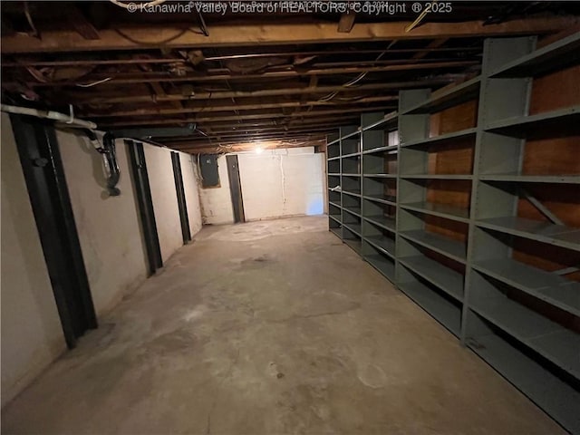 basement with electric panel