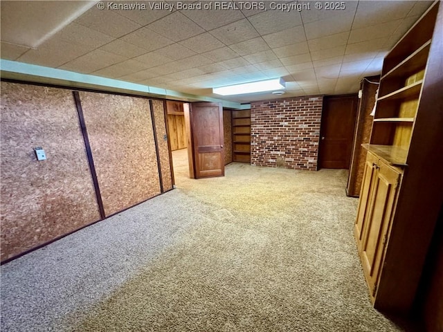 basement with light carpet