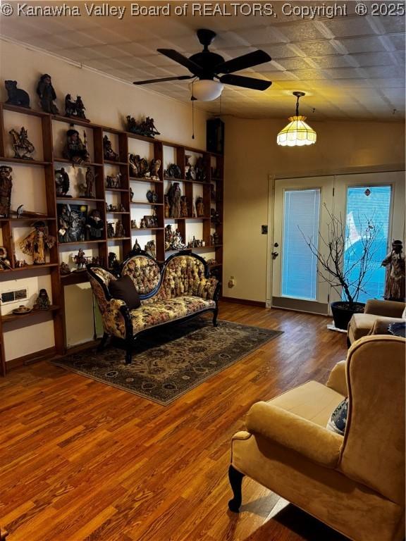 81 Amburgey Ln, Amherstdale, WV 25607 - living area with baseboards, a ceiling fan, and wood finished floors