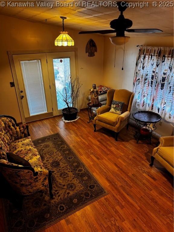 81 Amburgey Ln, Amherstdale, WV 25607 - living area featuring ceiling fan and wood finished floors