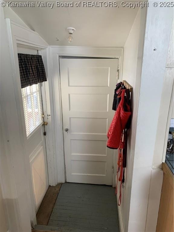 entryway featuring dark wood-style flooring