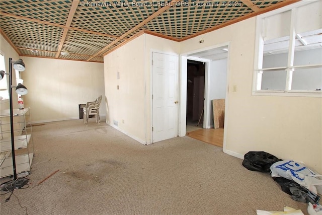 interior space featuring carpet and baseboards