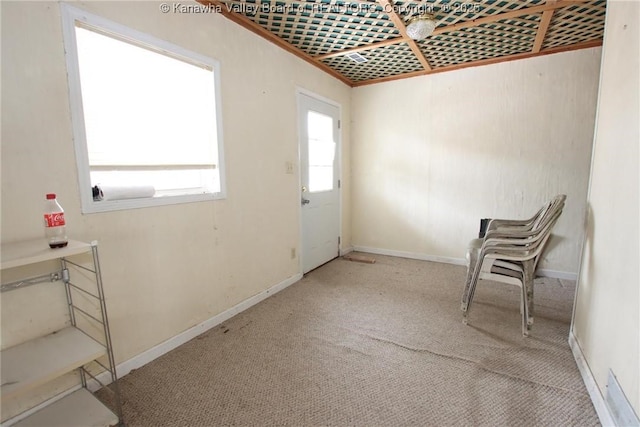 interior space with carpet floors and baseboards