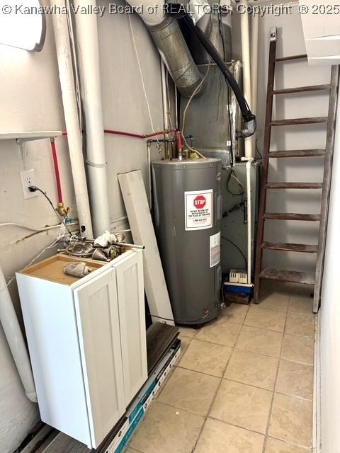 utility room with electric water heater