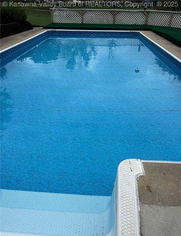 view of swimming pool featuring a fenced in pool and fence