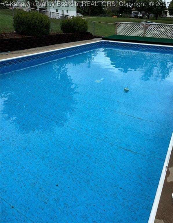 view of swimming pool with fence and a fenced in pool