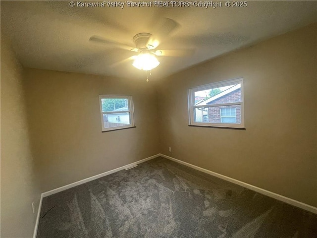 unfurnished room featuring carpet floors, a healthy amount of sunlight, and baseboards