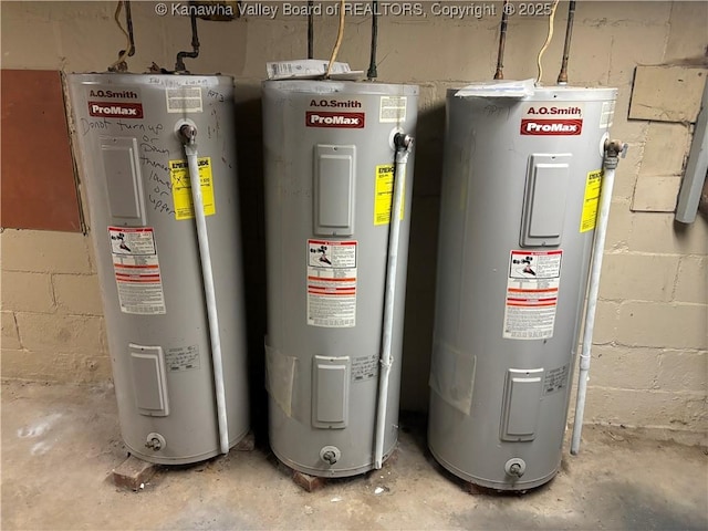 utility room with water heater