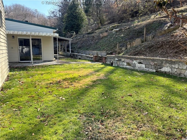 view of yard with a patio area