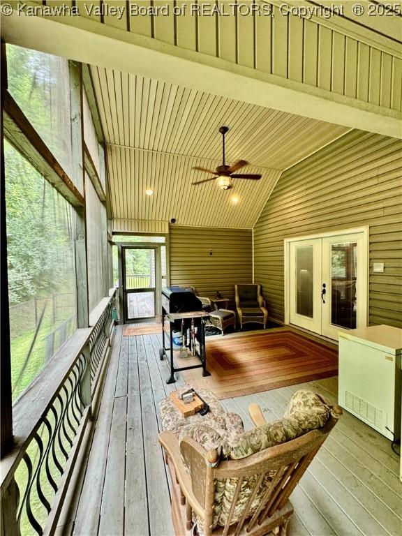 2299 Striker Fork Rd, Chapmanville, WV 25508 - sunroom / solarium featuring french doors and ceiling fan
