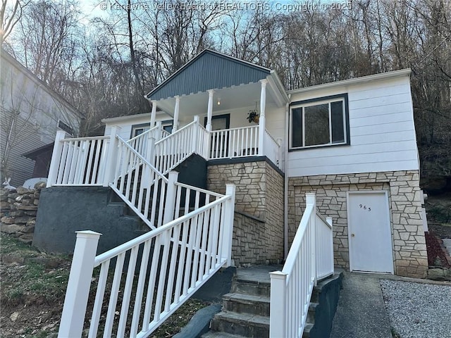 view of front of home with a porch