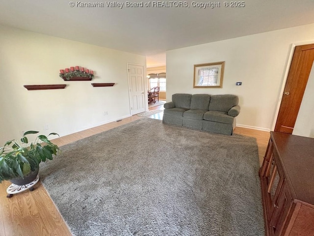 living area featuring wood finished floors