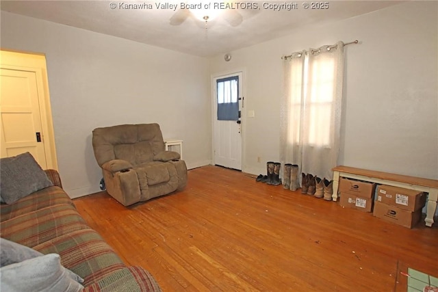 living area with wood finished floors