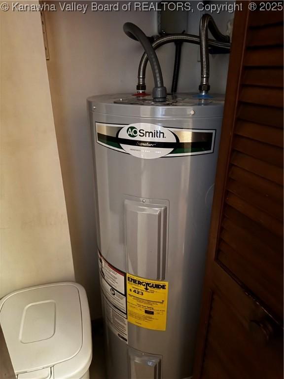 utility room featuring electric water heater