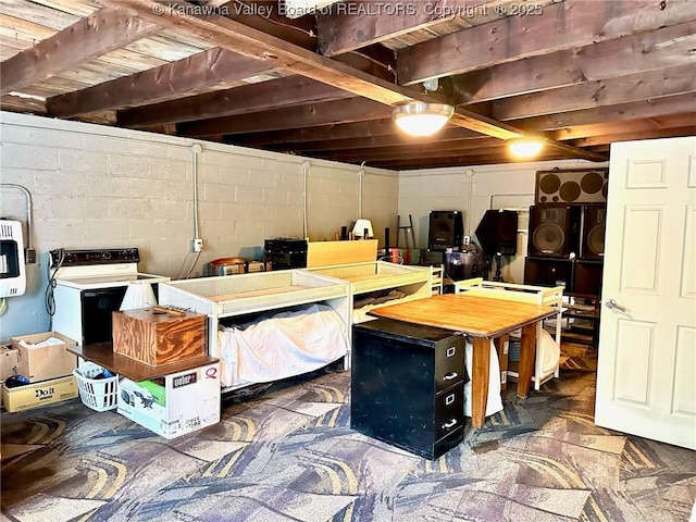 view of unfinished basement