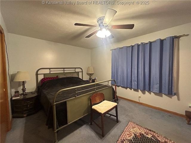 4915 Chesterfield Ave, Charleston, WV 25304 - carpeted bedroom featuring a ceiling fan, baseboards, and a textured ceiling