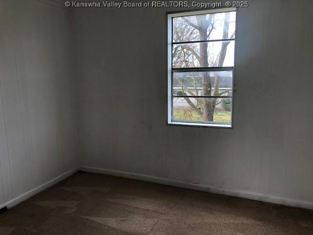 carpeted empty room featuring baseboards