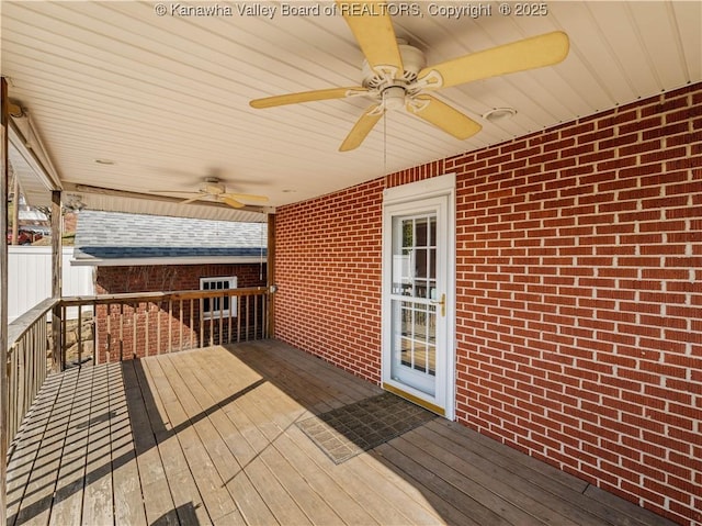 deck featuring ceiling fan