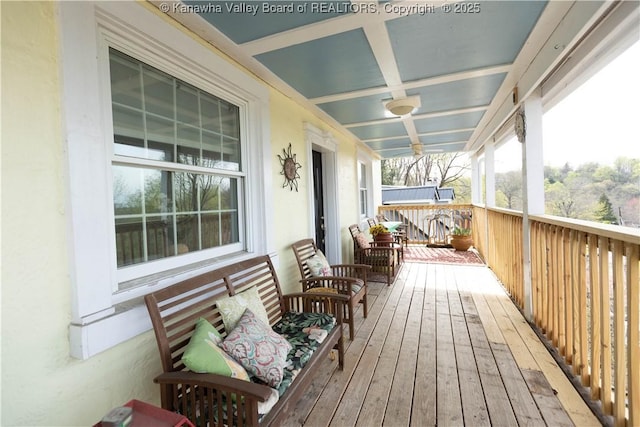 wooden deck featuring a porch