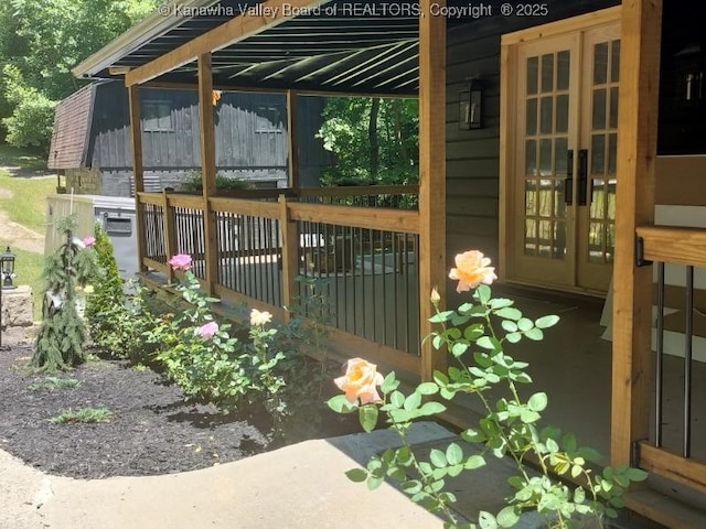 exterior space with french doors