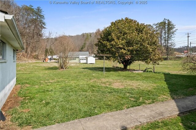 view of yard featuring an outdoor structure