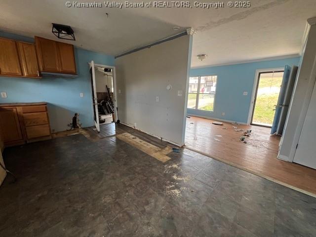 kitchen featuring brown cabinets