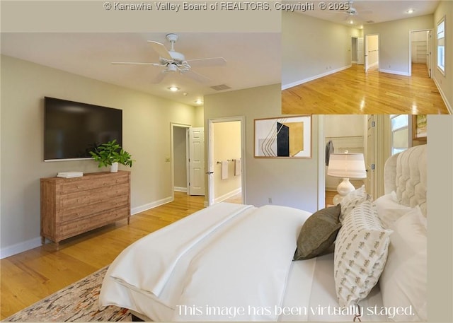 111 Graff Ln, Charleston, WV 25304 - bedroom featuring wood finished floors, baseboards, recessed lighting, and connected bathroom