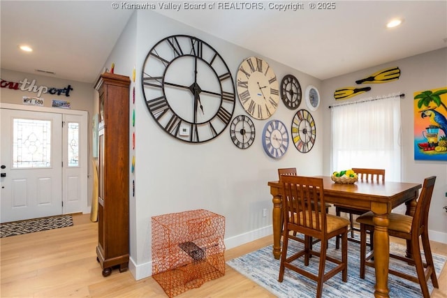 225 Woodland Dr, Milton, WV 25541 - dining area with light wood-type flooring, baseboards, and recessed lighting