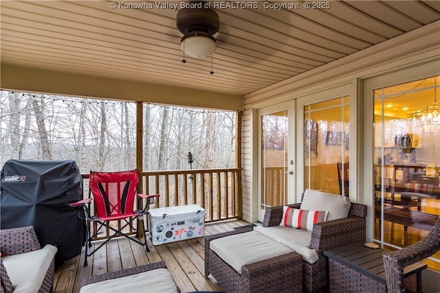 deck featuring area for grilling