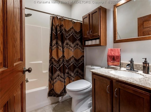 356 Latigo Pt, Milton, WV 25541 - full bath with vanity, tile patterned flooring, and shower / bath combination with curtain