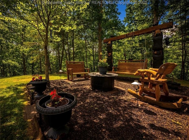 356 Latigo Pt, Milton, WV 25541 - view of yard featuring a fire pit