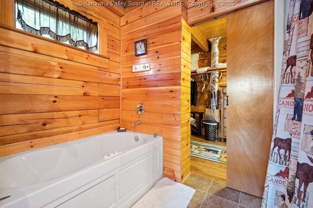 510 Shamrock Dr, Union, WV 26833 - bathroom with wooden walls and a bath