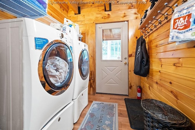 510 Shamrock Dr, Union, WV 26833 - laundry room with independent washer and dryer, laundry area, and wood walls