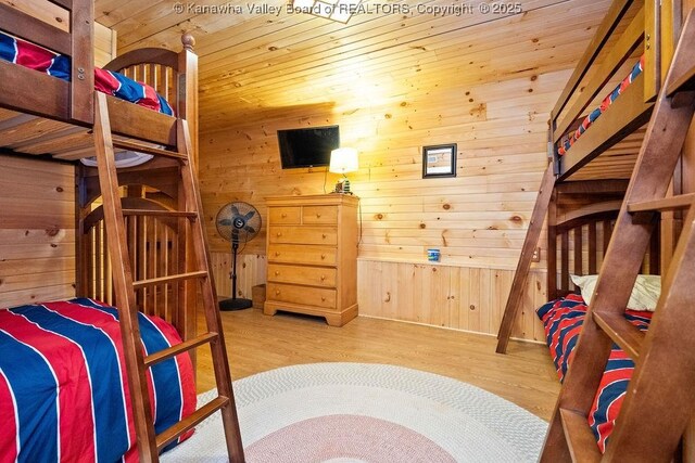 510 Shamrock Dr, Union, WV 26833 - bedroom with wooden ceiling, wooden walls, and wood finished floors
