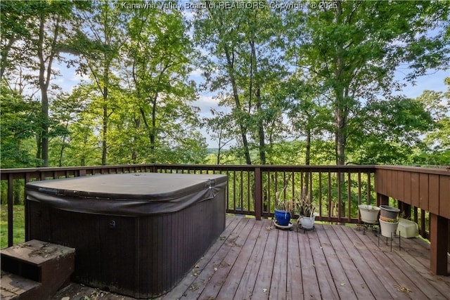 23 Mindia Ln, Alum Creek, WV 25003 - wooden deck with a hot tub