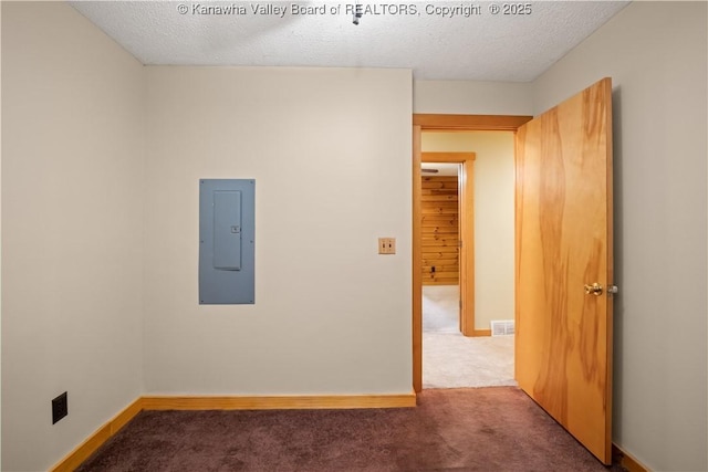 23 Mindia Ln, Alum Creek, WV 25003 - carpeted spare room featuring electric panel, a textured ceiling, and baseboards