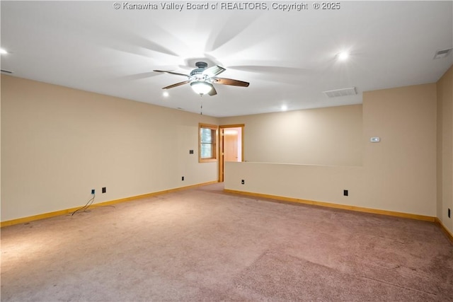 23 Mindia Ln, Alum Creek, WV 25003 - unfurnished room with baseboards, ceiling fan, light colored carpet, and recessed lighting