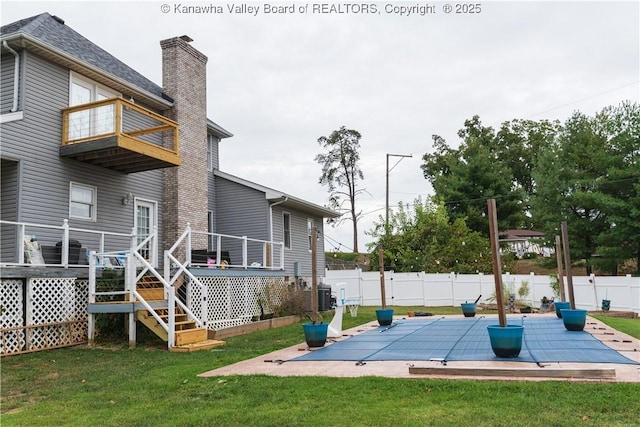 120 Rosewood Dr, Hurricane, WV 25526 - exterior space featuring stairway, central air condition unit, a patio, and a wooden deck