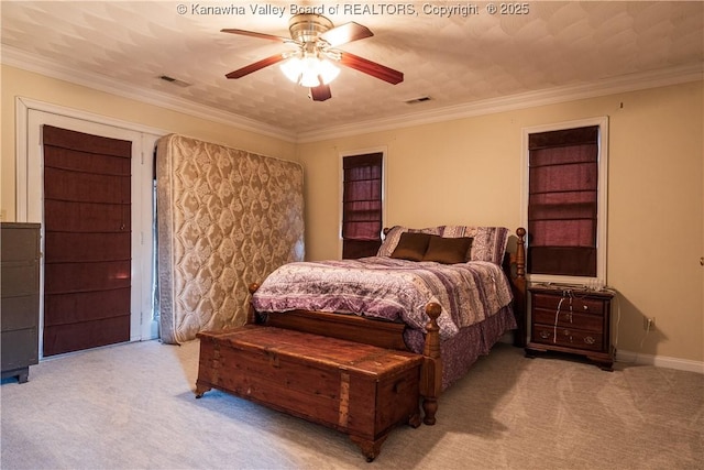 120 Rosewood Dr, Hurricane, WV 25526 - bedroom with carpet flooring, crown molding, and a ceiling fan