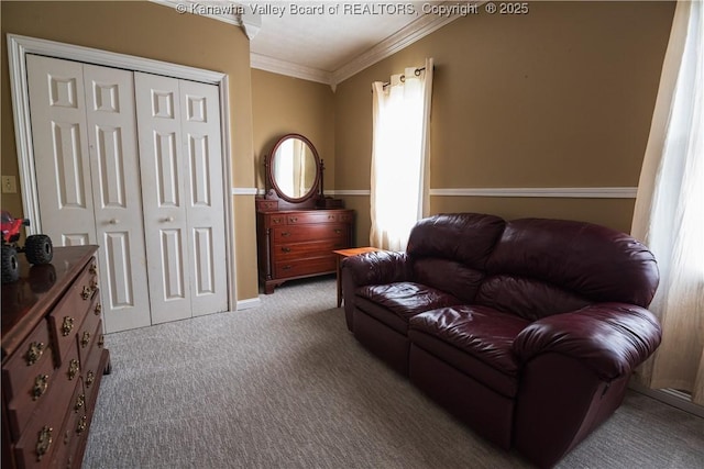 120 Rosewood Dr, Hurricane, WV 25526 - living area featuring carpet flooring and ornamental molding