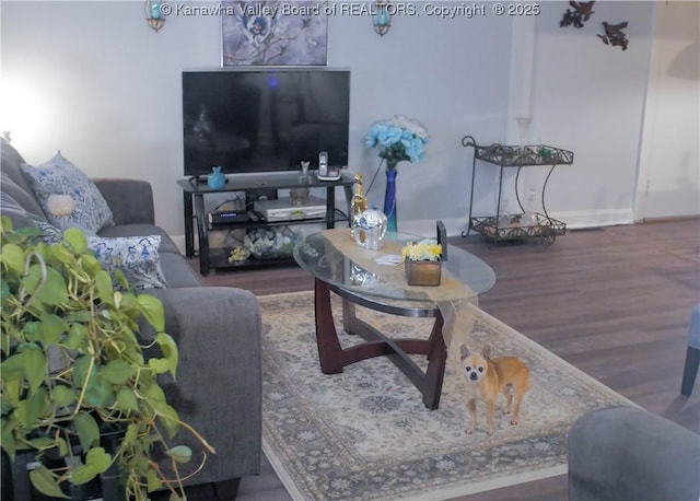 living room with wood finished floors